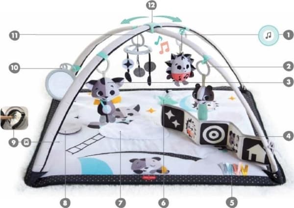 Tiny Love Educational mat Gymnastics for a baby with handles - Magiczna Kraina - black and white