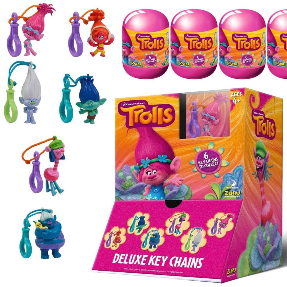 24-Pack Trolls Deluxe Key Chains Mini Figures Assorted