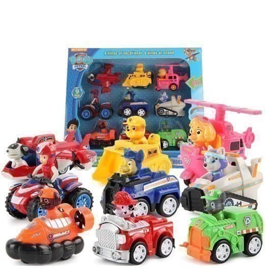 9-Pack Paw Patrol Deluxe Set Leksak Figurer Figur Leksaker med Box