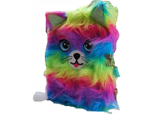St-Majewski päiväkirja riippulukolla 3D "karvainen" A5, 96k RAINBOW CAT St-Majewski paperi TARGI