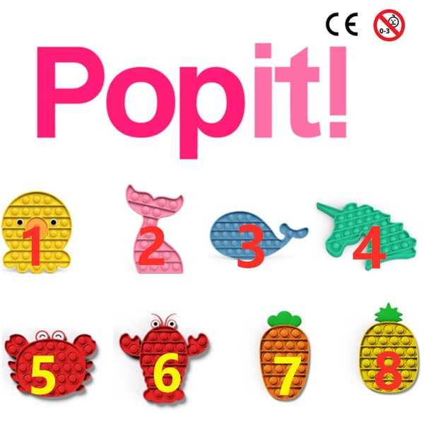 Popit Fidget Toys  Pop It - CE-godkendte 8 modeller