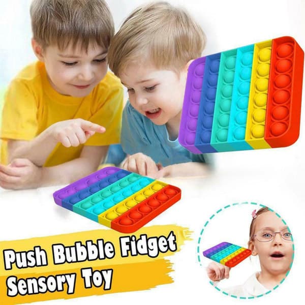 Popit Fidget Pop It Rainbow Round, Square - CE-hyväksytty