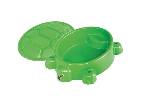 PARADISO Sandkasse i plast, skildpadde med låg, Smile, grøn (805-494)