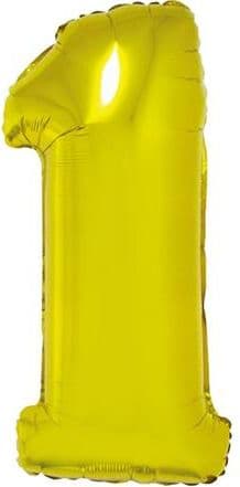 GoDan Folieballong nummer "1", gull, 85 cm