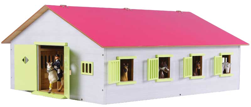 Häststall 7 st. stallboxar Rosa leksak till Schleich hästar Kids Globe 1:24