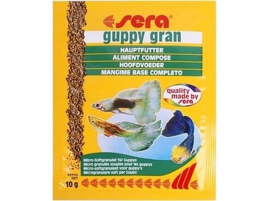 Sera Guppy Gran Nature 10g påse, granulat - växtnäring