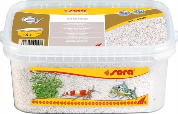 Sera Gravel Hvit akvariegrus, 1 - 3 mm, 3 l, hvit