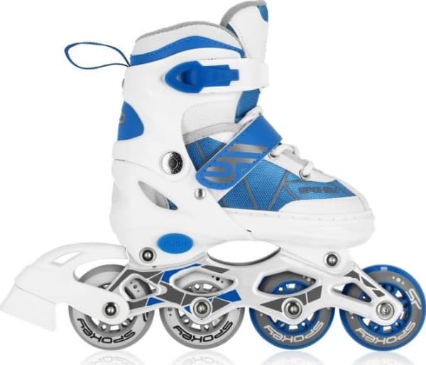 Spokey Tony rekreationsskor med justerbara rullskridskor vita r. 30-33