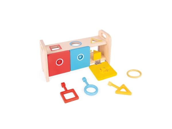 JANOD Essentiel - Shape Sorter Box with Keys, Muovi, Puu