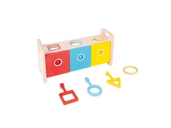 JANOD Essentiel - Shape Sorter Box with Keys, Muovi, Puu