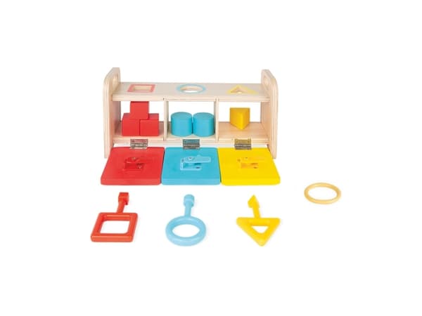 JANOD Essentiel - Shape Sorter Box with Keys, Muovi, Puu