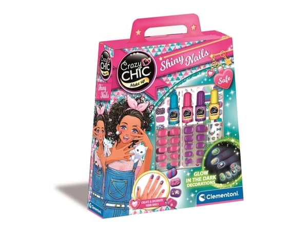 Clementoni Crazy Chic Shiny Nails, Nagellacksset för barn, 6 År, Multifärg