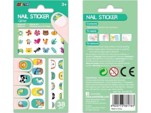 Avenir nagelstickers - djur glitter