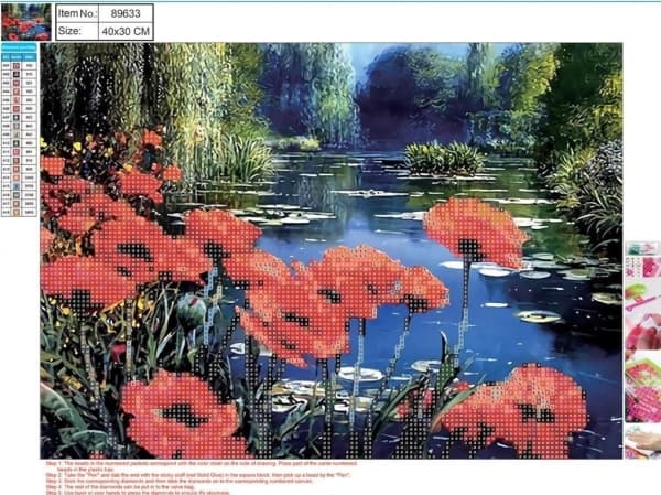 Keskustan timantti mosaiikki 5D 30x40cm Kukat 89633
