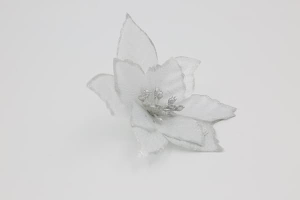 Juleroser kunstige blomster Julepynt 12-pak Hvid/sølv