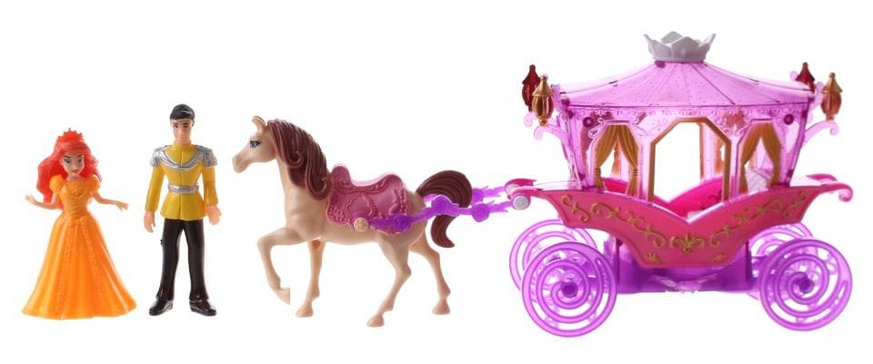 magisk rosa vagn med prins och prinsessa