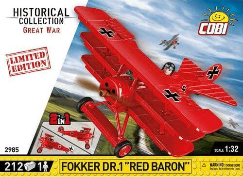COBI HC GREAT WAR 2986 BLOKKER FOKKER DR.I RED BARON 174 KLASSE FLY.