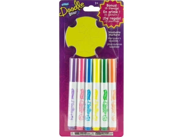 Tomy Doodle Bear Set med 6 markörer + TOMY-mallar