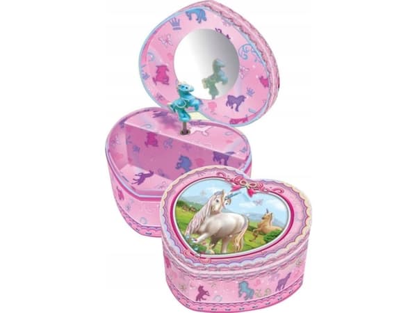 Sydämen muotoinen soittorasia 2 yksisarvista 130UC Pecoware