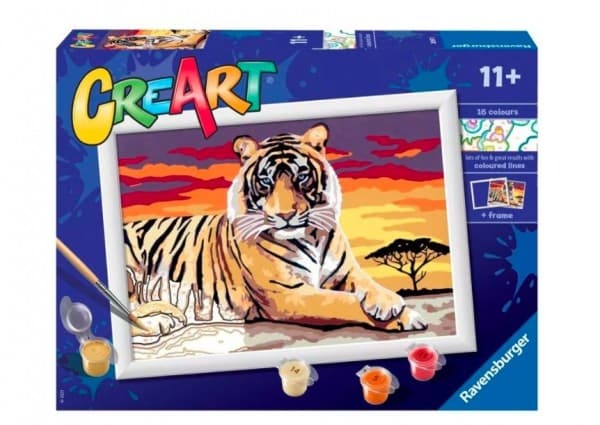 Ravensburger CreArt Majestic Tiger, Maalit mukana, Poika/tyttö, Numerovärityspakkaus