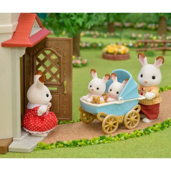 Sylvanian Families - 5432 - Chocolate Bunny Twins och dubbelvagn - Möbler