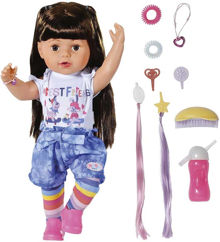Baby Born Docka Brunett Interaktiv Soft Touch Sister 43 cm