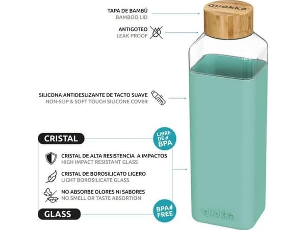 Quokka Storm - Vannflaske av glass 700 ml (blågrønt)