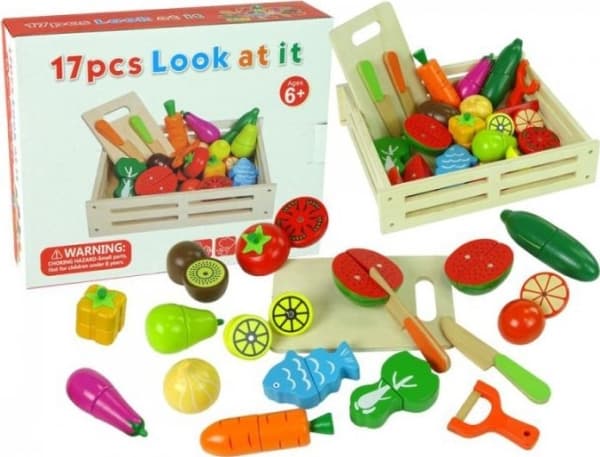 LEANToys Fruits and Vegetables in a Kitchen Magnet Crate