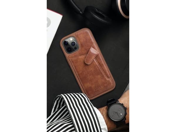 Nillkin Nillkin Aoge läderfodral flexibelt pansarskodd äkta läderfodral med ficka iPhone 12 mini brun