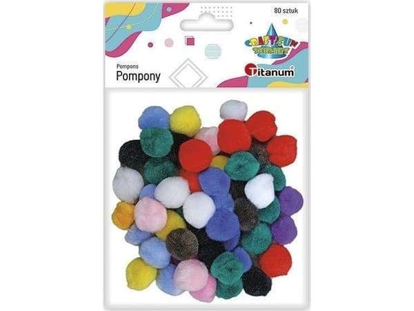 Titanum Akryl pomponger 15mm, blanding av farger, 80 stk