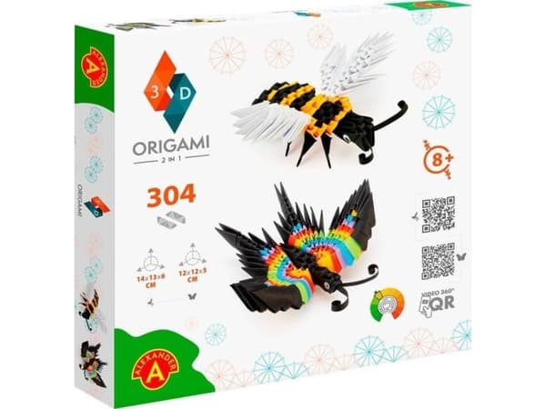 Origami 3D 2-i-1 pakke - Bi og sommerfugl