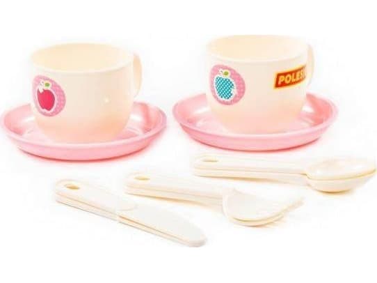 Polesie Polesie 80301 A set of Minutka dishes for 2 people, 10 pcs. in pink mesh