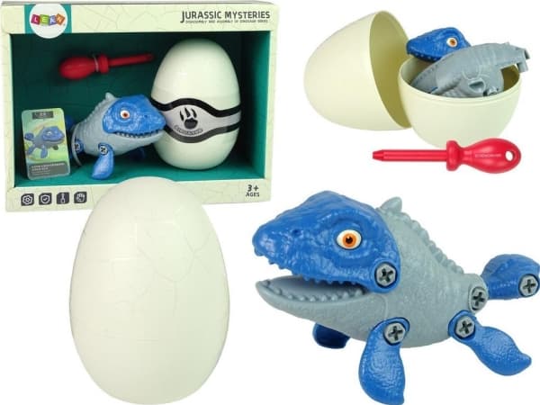 LeanToys Dinosaurie Mosasaur med ägg DIY Skruvmejsel Blå