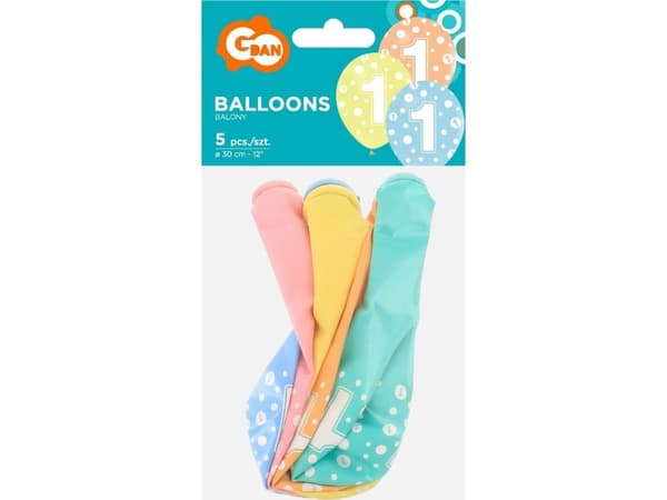 GoDan Balloons with numbers: 1, 12 "/ 5 pcs. Godan