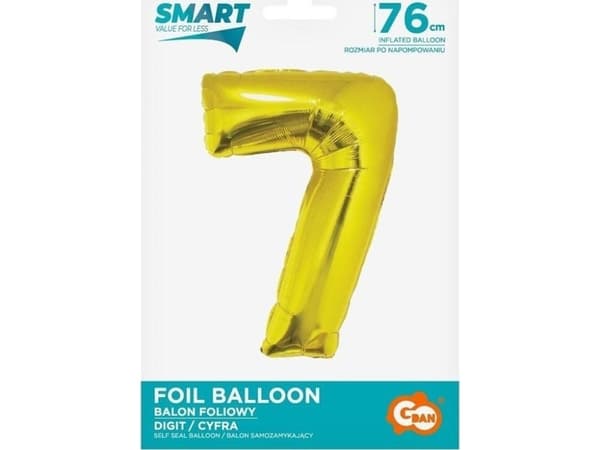 Smart Cyfra7 folieballong, gull, 76 cm, CH-SZL7 45571