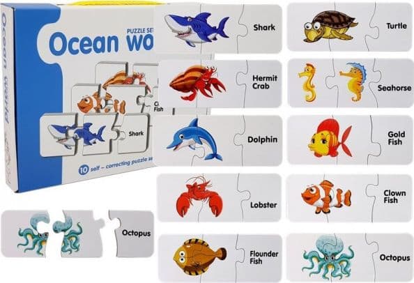Lean Cars opetuspalapeli Ocean World - 10 liitäntää Puzzle