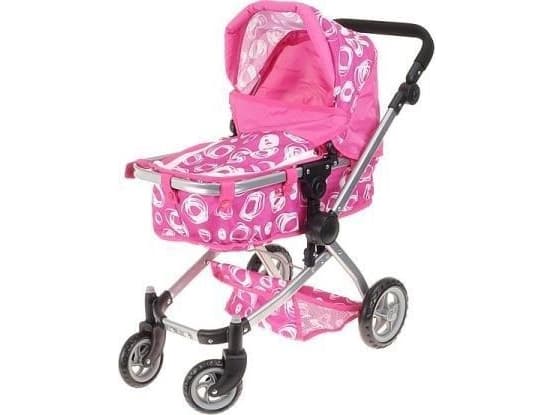 Adar Dyp dukkevogn rosa hvite spiraler M2102 548961
