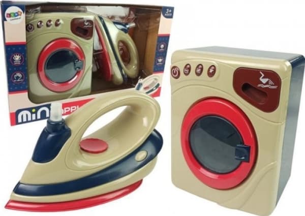 LEANToys Set: Tvättmaskin. Iron. Household appliances. Battery operated. Sound
