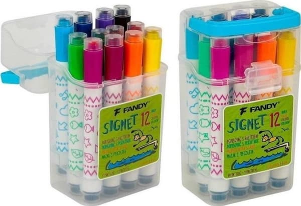 FANDY Signetpenna med stämpel 12 färger