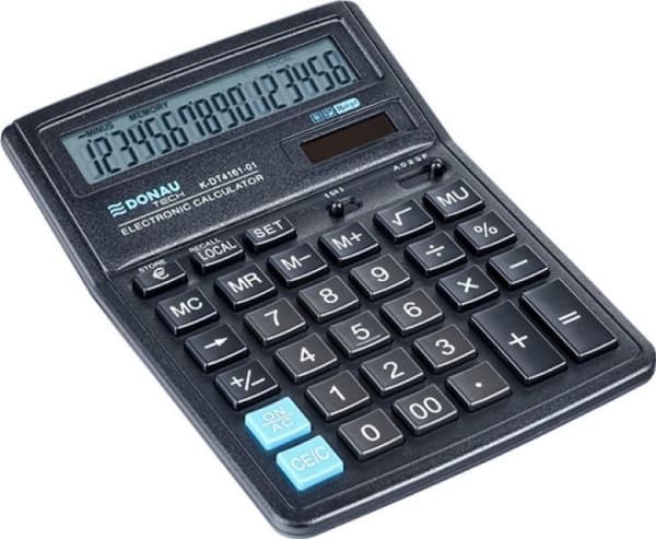 Donau TECH kontorsräknare DONAU TECH, 16-siffrig display, mått 199x153x31 mm, svart