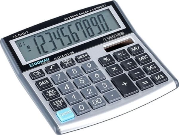 Donau-kalkulator DONAU TECH kontorkalkulator, 10-sifret. display, dimensjoner 136x134x28 mm, sølv