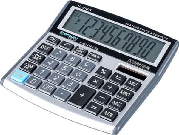 Donau-kalkulator DONAU TECH kontorkalkulator, 10-sifret. display, dimensjoner 136x134x28 mm, sølv
