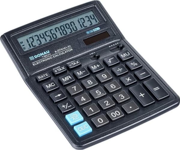 Donau-kalkulator DONAU TECH kontorkalkulator, 14-sifret. display, dimensjoner 199x153x31 mm, sort