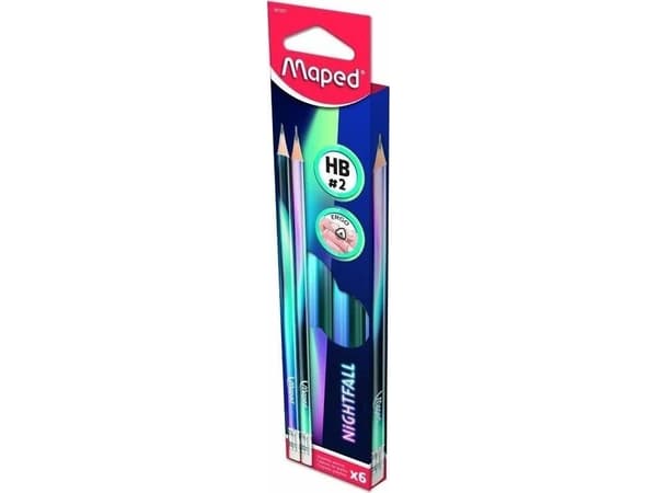 Maped Ołówek z gumką Nightfall HB (6szt) MAPED