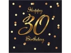 GoDan Serwetki B&C Happy 30 Birthday svart 20szt
