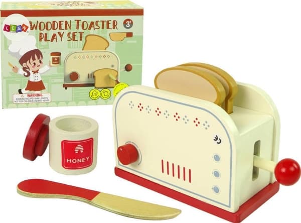 Lean Cars Import leantoys Wooden toaster. Kitchen accessories. Children