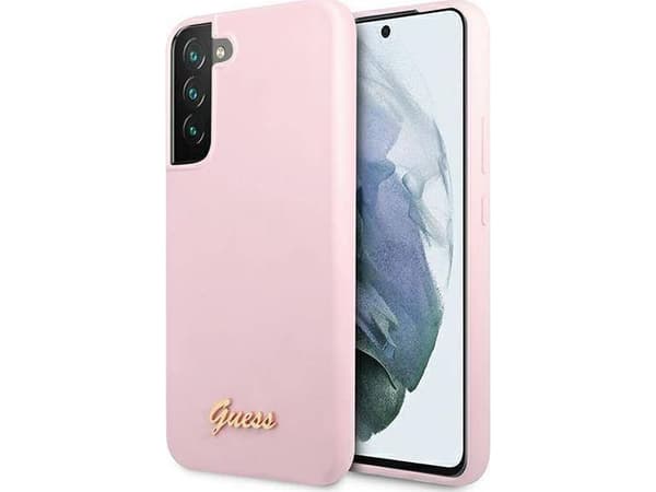 Guess GUHCS22MLSLMGLA S22+ S906 Laventeli/Laventeli Kova kotelo Silikoni Script Metal Logo