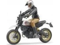Bruder Ducati Scrambler Desert Sled motorcycle with driver toy