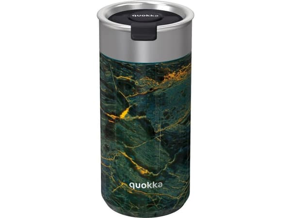 Quokka Boost kaffeglass - termisk krus i rustfritt stål med infuser 400 ml (grønnstein)