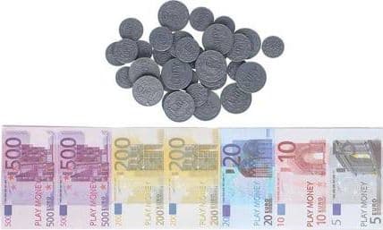 Eddy Toys - Eurosedler og -mynter til lek/spill 90 stk.